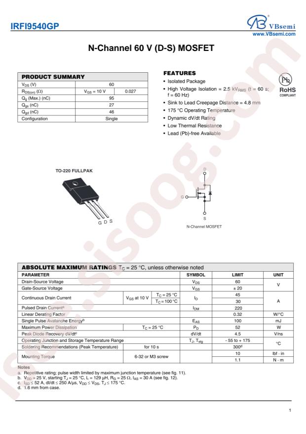 IRFI9540GP-VB