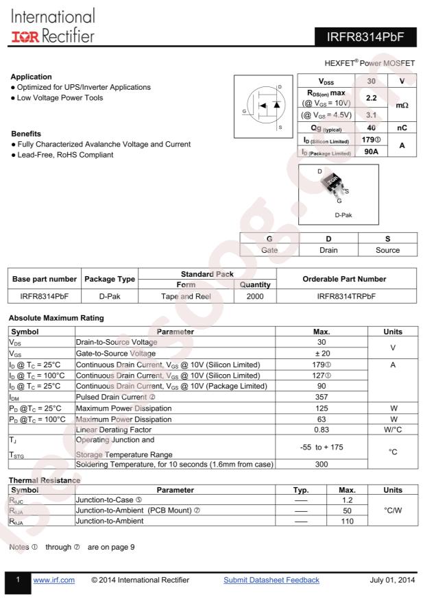 IRFR8314TRPBF