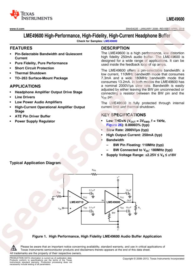 LME49600TS/NOPB