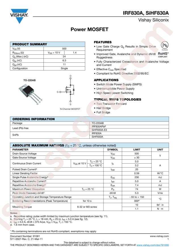 IRF830APBF