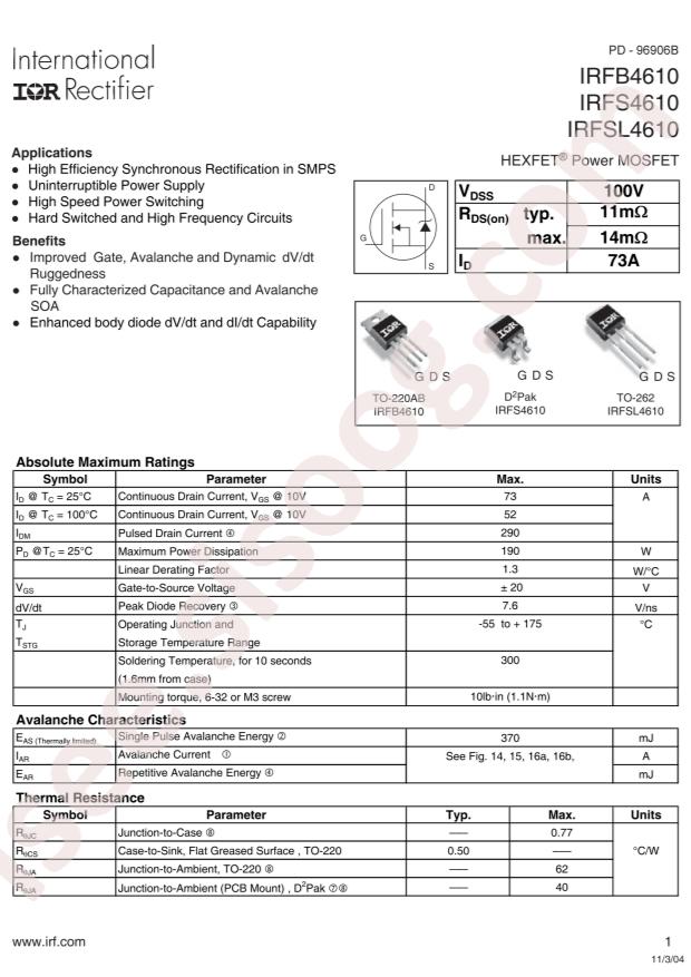 IRFS4610TRLPBF