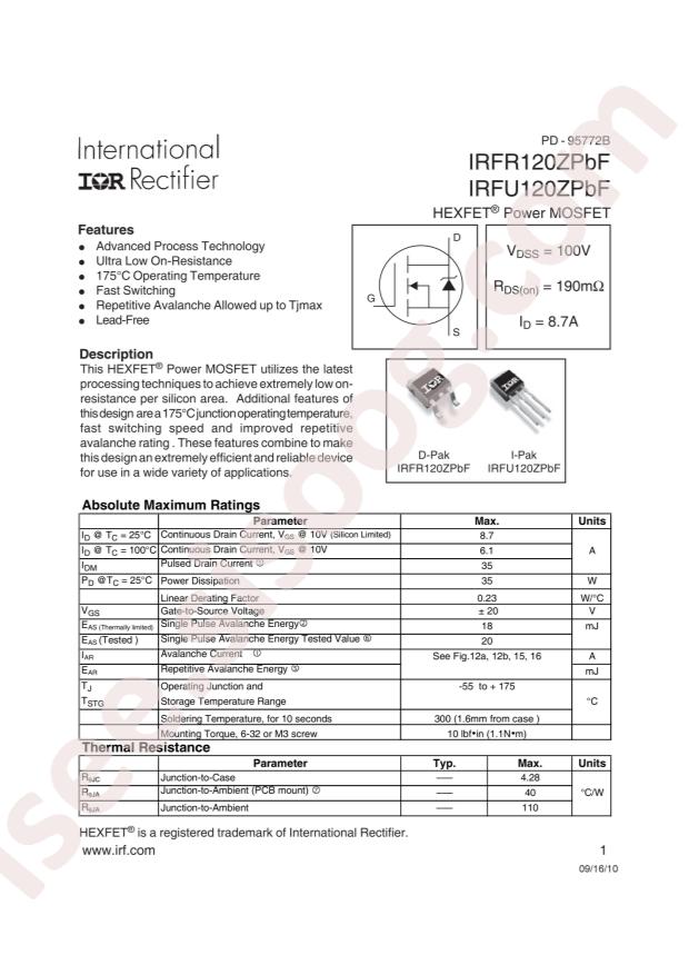 IRFR120ZTRPBF