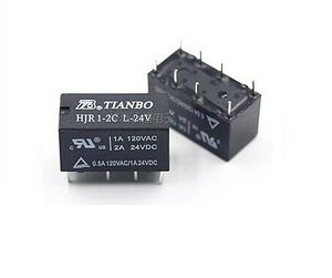 رله مخابراتی 24V دو کنتاکت مارک TIANBO کد HJR1-2CL-24V