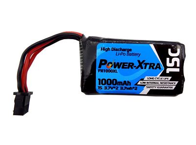 باتری لیتیوم پلیمر 7.4v ظرفیت 1000mAh دو سلول 15c مارک PowerXtra