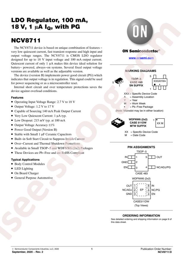 NCV8711BMTWADJTBG