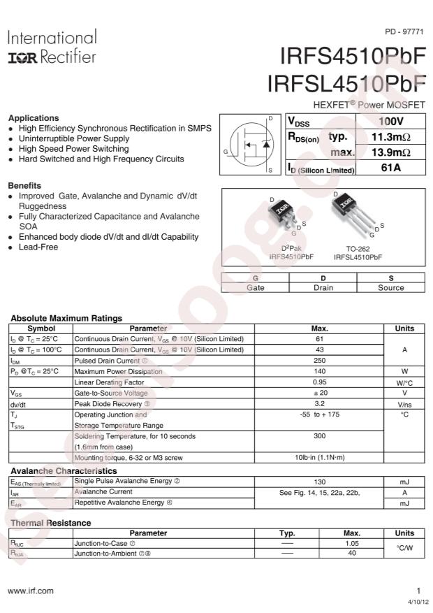 IRFS4510TRLPBF