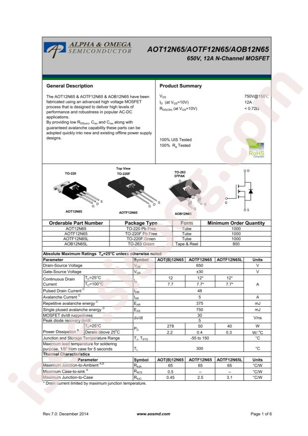 AOTF12N65