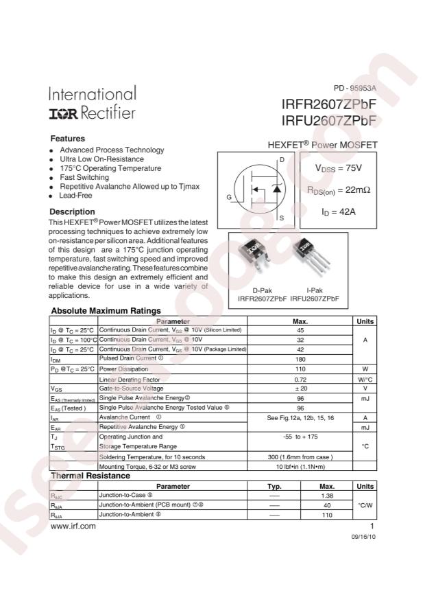 IRFR2607ZTRPBF
