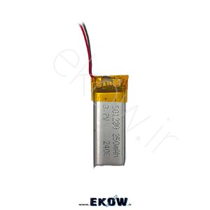 باتری لیتیوم پلیمر 250mAh(لیتیوم li-po 501230 3.7v 250mAh)