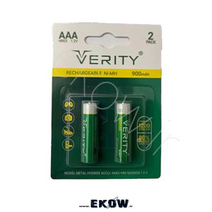 باتری نیم قلمی شارژی وریتی HR03 900mAh ( باتری نیم قلمی  VERITY HR03 AAA 900mAh 1.2V)