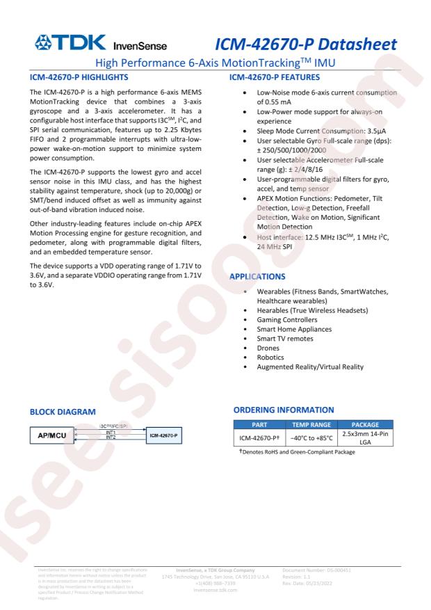 TDK-InvenSense-ICM-42670-P