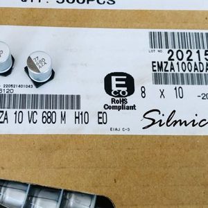 خازن 680 میکرو فاراد 10 ولت smd ساخت nippon ژاپن سری MZA امپدانس پایین