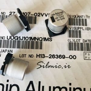 خازن 100 میکرو فاراد 63 ولت SMD ساخت nichicon ژاپن سری uug استاندارد