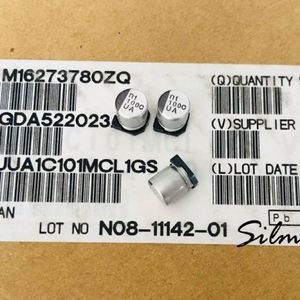 خازن 100 میکرو فاراد 16 ولت Nichicon ژاپن نوع SMD سری UUA طول عمر بالا