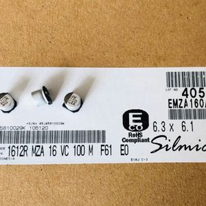 خازن 100 میکرو فاراد 16 ولت smd ساخت nippon ژاپن سری MZA امپدانس پایین