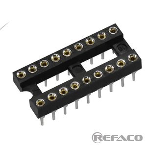 سوکت آی سی 18 پین باریک نظامی CONNFLY IC SOCKET ROUND PIN WIDTH 7.62mm 18PIN 2*9 2.54mm DS1001-01-18BT1NSF6S-GCB