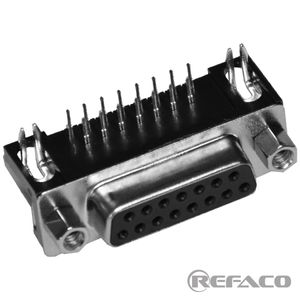 دی کانکتور 15 پین ماده رایت رو بردی مشکی CONNFLY D-SUB RIGHT ANGLE TYPE FEMALE 15PIN DS1037-15FNAKT74-2FF