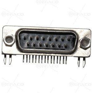 دی کانکتور 15 پین نری رایت رو بردی مشکی CONNFLY D-SUB RIGHT ANGLE TYPE MALE 15PIN DS1037-15MNAKT74-2FF