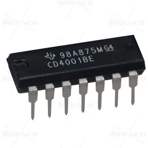 آی سی های منطقی گیت ها TI 14PIN,DIP,Quad 2 Input CMOS NOR Gates CD4001BE  TI  DIP