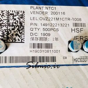 خازن جامد 220 میکرو فاراد 16 ولت Lelon نوع smd سری OCVZ پلیمر طبیعی