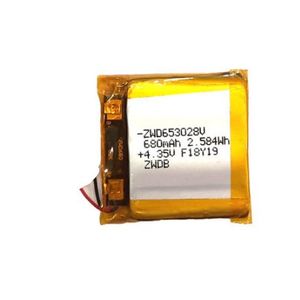 باتری پلیمر 4.35 ولت سایز ZWD653028V ظرفیت 680mAh