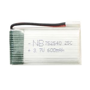 باتری لیتیوم پلیمر 3.7v ظرفیت 600mAh تک سل 25c مارک NB کد 752540