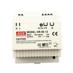 منبع تغذیه ریلی 12 ولت 4.8 آمپر MeenWell-DR-60-12 کپی