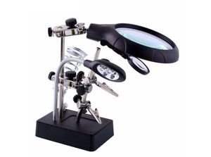 گیره مونتاژ ذره بین دار به همراه پایه هویه و شاخه LED مدل TE-800