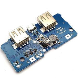 ماژول شارژ و دشارژ باتری لیتیومی 5v 2A با دو خروجی USB و کلید پاور برای ساخت پاوربانک