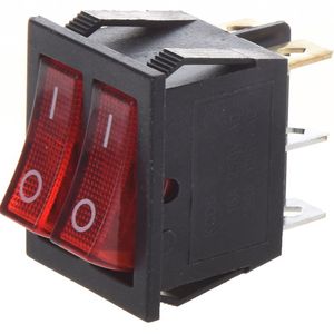 کلید راکر 6 پایه 2 حالته 2 پل چراغدار