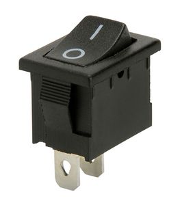 کلید راکر 2 پایه 2 حالته بدون چراغ مشکی 22x15x13mm