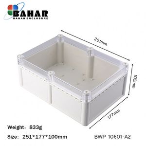 BWP 10601-A2 جعبه تمام پلاستیکی ضدآب گوشواره دار