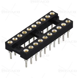 سوکت آی سی 20 پین باریک نظامی CONNFLY IC SOCKET SWISS PIN WIDTH 7.62mm 20PIN 2*10 2.54mm DS1001-01-20BT1NSF6X-GCB
