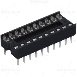 سوکت آی سی باریک 20 پین معمولی REFACO IC SOCKET WIDTH 7.62mm 20PIN 2*10 2.54mm IC SOCKET 20P