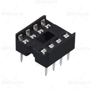 سوکت آی سی باریک 8 پین معمولی REFACO IC SOCKET WIDTH 7.62mm 8PIN 2*4 2.54mm IC SOCKET 8P