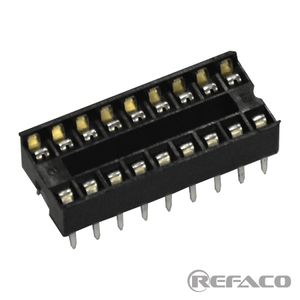 سوکت آی سی باریک 18 پین معمولی CONNFLY IC SOCKET WIDTH 7.62mm 18PIN 2*9 2.54mm DS1009-18AT1NX-2A2