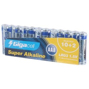 پک 2+10 باتری نیم قلمی Gigacell Super Alkaline LR03 1.5V AAA شیرینک