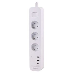 چند راهی 3 خانه برق ارت دار هادرون P343 با کابل 1.8 متری + شارژر USB و Type-C