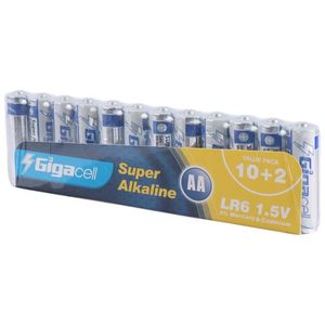 پک 2+10 باتری قلمی Gigacell Super Alkaline LR6 1.5V AA شیرینک