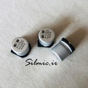 خازن 220 میکرو فاراد 63 ولت SMD ساخت nippon ژاپن سری MVY با ESR کم