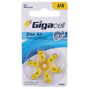 باتری سمعکی Gigacell Zinc Air A10 بسته 6 عددی