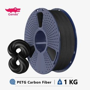 فیلامنت پت جی فیبر کربن (PETG Carbon Fiber) رنگ مشکی قطر 1٫75 وزن یک کیلویی برند گاندو