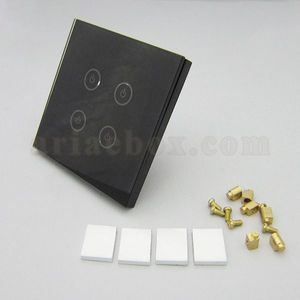 کلید هوشمند EU چهارپل مشکی گرد S908-A2P4 با ابعاد 33×86×86 میلی متر