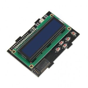 شیلد نمایشگر LCD کاراکتری 1602 دارای کلیدهای کنترلی و RGB LED مناسب برای بردهای رزبری پای