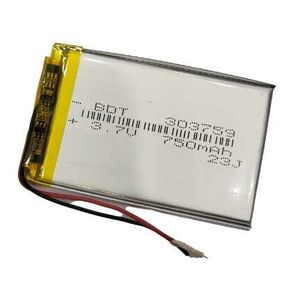 باتری لیتیوم پلیمر 3.7v ظرفیت 750mAh کد 303759