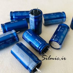 خازن 3300 میکرو فاراد 16 ولت ELNA ژاپن مدل استاندارد blue robe سری RE3