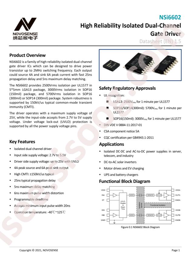 دیتاشیت آیسی NSI6602