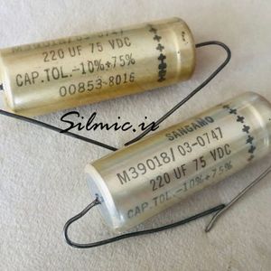 خازن نظامی 220 میکرو فاراد 75 ولت SANGAMO آمریکا اکسیال سری M39018/03