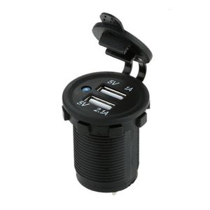 شارژر فندکی USB روپنلی خودرو 2 خروجی 5V چراغ دار