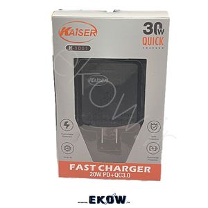 اداپتور 30 وات کایزر 2 پرت type c و usb مدل k1001
